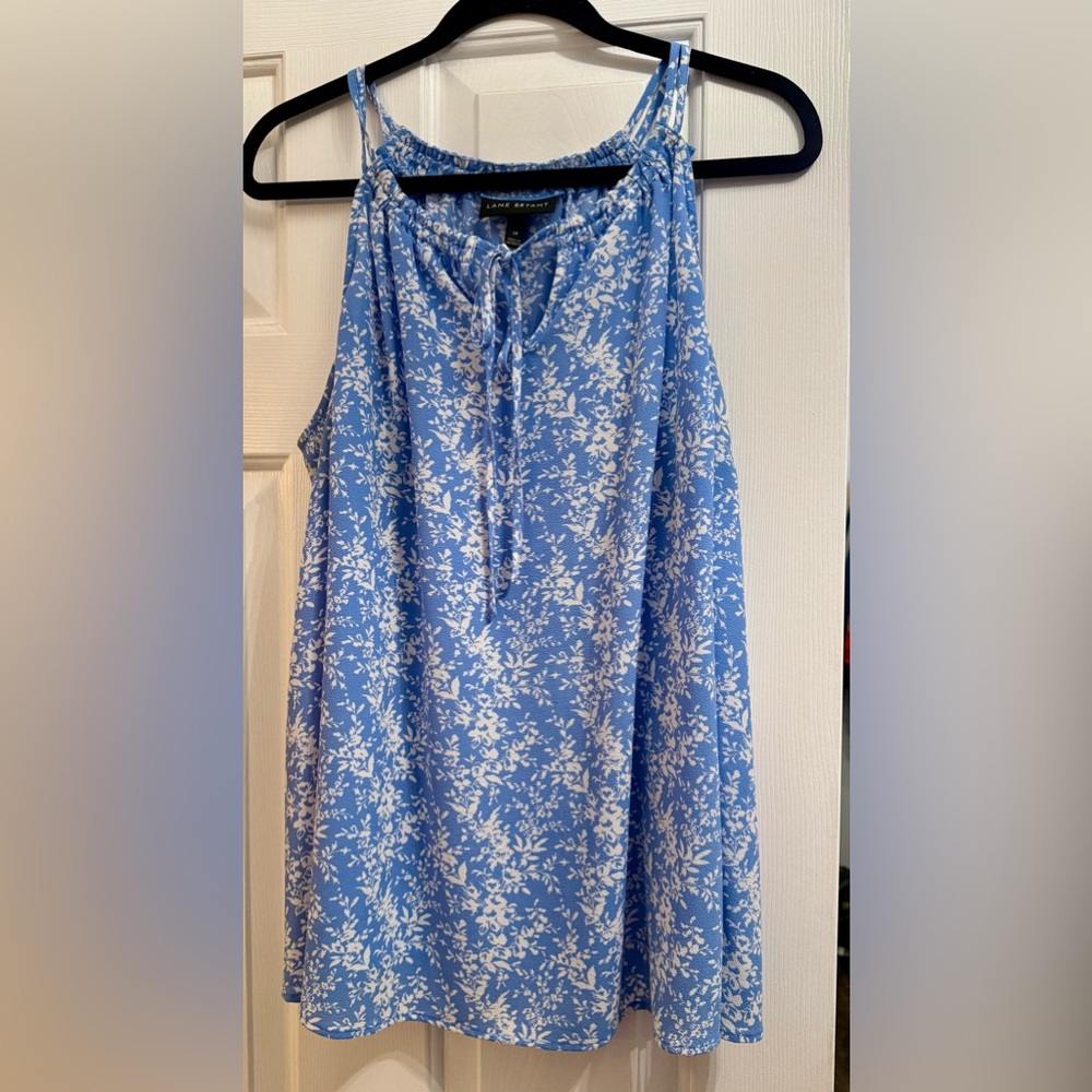 Lane Bryant Blue and White Floral Blouse